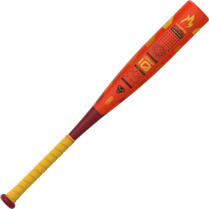 A close-up of the 2025 Easton Hype Fire JBB (-10) 2 3/4" USSSA Baseball Bat (EJB5HYP10) highlights its advanced Thermo-Composite technology.