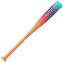 The 2027 Easton Hype Fire (-13) 2 5/8" USA T-Ball Baseball Bat (ETB7HYP13) features a tan handle and a barrel that transitions from orange to teal, accented with bright "Hyper Area" lettering. Crafted by Easton and equipped with Hyperlite Composite technology, this USA Baseball bat is an outstanding choice for young T-ball players.