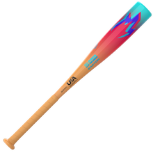 The 2027 Easton Hype Fire (-13) 2 5/8" USA T-Ball Baseball Bat (ETB7HYP13) features a tan, wrapped handle and a striking barrel with a bold red-to-blue gradient and angular graphics. Constructed with Easton's Hyperlite Composite for enhanced performance, this bat prominently displays both the USA Baseball and Easton logos.