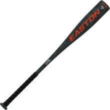 The 2025 Easton Tango (-11) 2 5/8" USA Baseball Bat (EUS5TNG11) features a black and gray design with orange lettering, a textured black grip, and is engineered for young players seeking top performance.