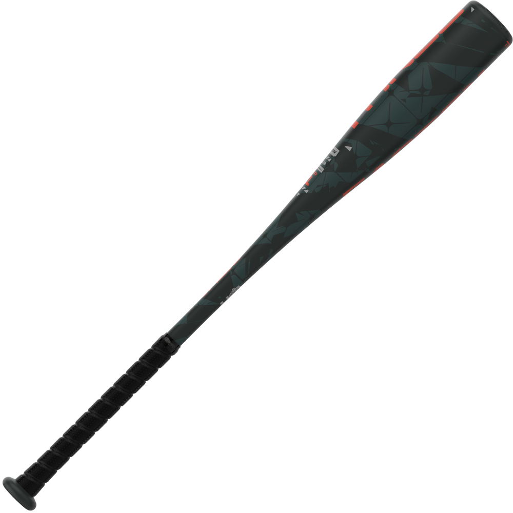 The 2025 Easton Tango (-11) USA Baseball Bat features a black design with a textured grip, subtle geometric barrel pattern, and red accents—perfect for youth players seeking style and performance.
