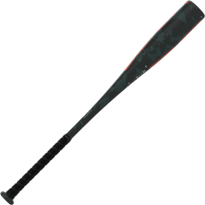 The 2025 Easton Tango (-11) 2 5/8" USA Baseball Bat (EUS5TNG11) showcases a black and dark green design with red accents and a textured grip handle, presented on a white background.