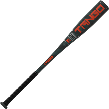 A black and dark green 2025 Easton Tango (-8) 2 5/8" USA Baseball Bat (EUS5TNG8) with an orange TANGO logo and wrapped handle from Easton, displayed on a white background.