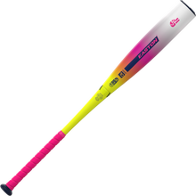 The 2026 Easton Dub (-10) USSSA Baseball Bat features a pink grip, yellow handle, gradient yellow-to-orange-to-pink design toward a white barrel, advanced two-piece composite construction, and the EASTON logo.