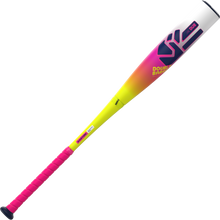 The 2026 Easton Dub (-8) 2 3/4" USSSA Baseball Bat features a pink handle, yellow midsection, and white barrel with bold pink, purple, and yellow DOUBLE BARREL graphics in a two-piece composite Double Barrel design by Easton.