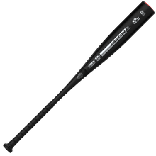A black 2027 Easton Dub Darkside (-5) 2 3/4″ USSSA Baseball Bat (EUT7DBDS5) with a textured Opti-Flex Handle and white Easton branding on the barrel, featuring double barrel construction, is positioned diagonally on a white background.