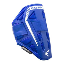 The Easton Compact Batter Elbow Guard: ES37 is a blue protective gear with white accents, featuring two adjustable straps and smartflex padding—essential for any player.