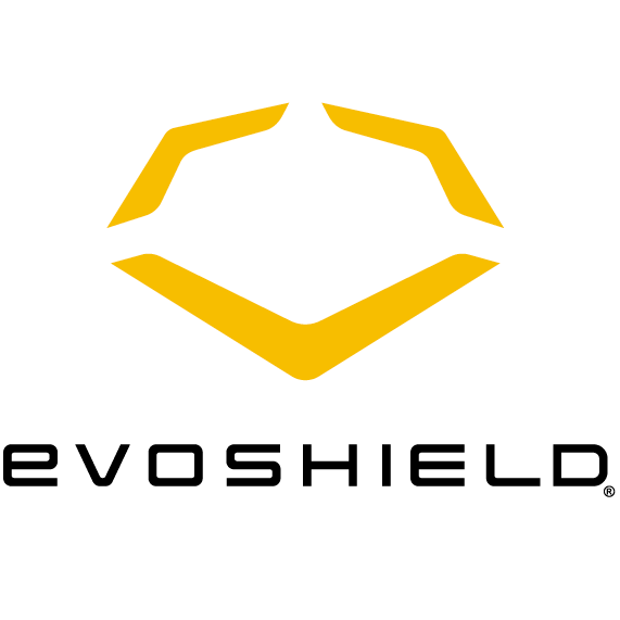 The EvoShield logo features a stylized yellow hexagonal shield above the word EVOSHIELD in bold, modern black letters on a light gray background.