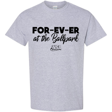 The DSG Apparel National Softball Association NSA Forever at the Ballpark Short Sleeve Shirt is a light gray classic fit with bold black "FOR-EV-ER at the Ballpark" text and a small NSA logo below.