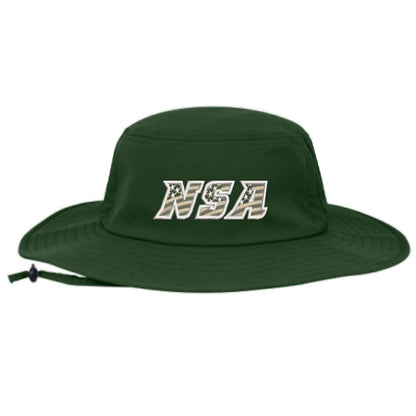 A green NSA Flag Series Bucket Hat: 1946B by Pacific Headwear featuring a logo.