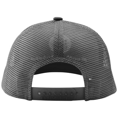 The Champro Sports Diamond Sport Gear DSG Performance Trucker Snapback Hat (HC5-DSG) is shown from the back, featuring black mesh, an adjustable snapback closure, and a small button on top.