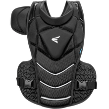 The Easton Jen Schro The Very Best Fastpitch Catcher's Chest Protector (JSTVBCP) features black padding, textured shoulder and side panels, white accents, and adjustable straps for sports or physical activities.