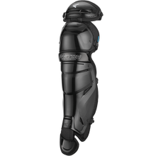 The Easton Jen Schro The Very Best Fastpitch Catcher's Leg Guards: JSTVBLG offer full shin and ankle protection with a hard shell, knee padding, ventilation holes, and adjustable straps. Designed by Easton for fastpitch catchers.