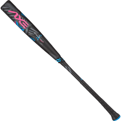The 2025 AXE Avenge Pro 3 Hybrid (-3) BBCOR Baseball Bat: L130M-FLR features a black and blue design and a flared handle.