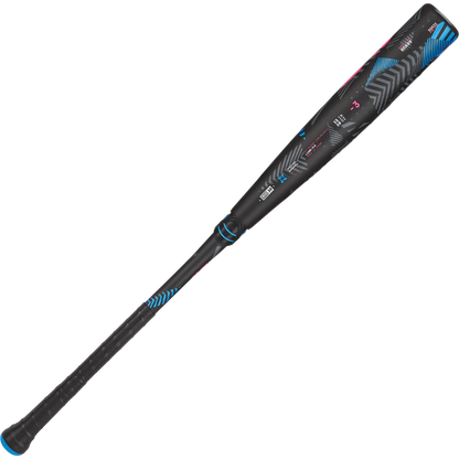 The 2025 AXE Avenge Pro 3 Hybrid (-3) BBCOR Baseball Bat: L130M-FLR by AXE features a flared handle and comes in black and blue.