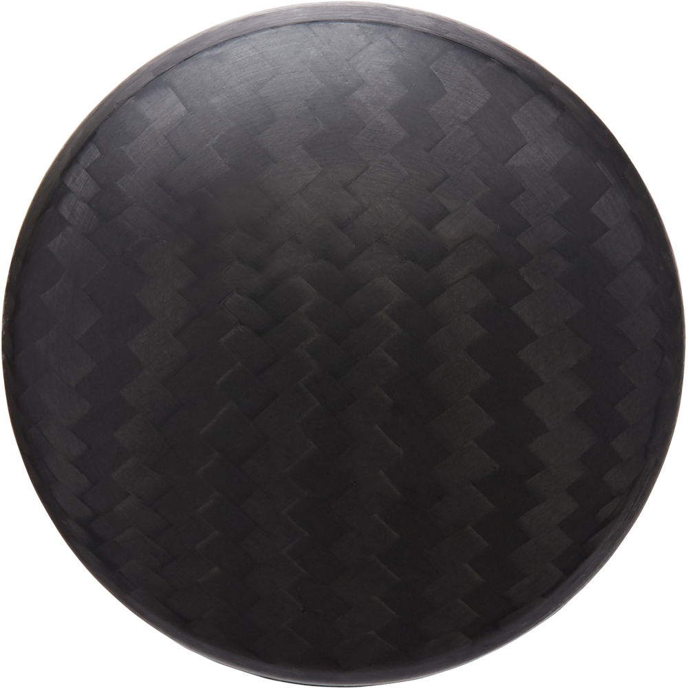 A round, dark woven bamboo tray or basket lid with a subtle chevron pattern—echoing the precise design of the 2024 AXE Strato 2 (-3) BBCOR Baseball Bat: L137M-FLR—seen from above against a plain white background.