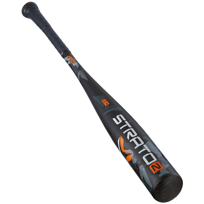 The 2024 AXE Strato 2 (-3) BBCOR Baseball Bat: L137M-FLR features a pro flared Axe handle in black and orange, designed to help power hitters find their sweet spot.