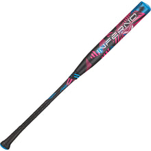 The 2024 AXE Inferno 12" Maxload NSA USSSA Slowpitch Softball Bat (L154M12-FLR) features a black composite build with blue and pink accents, bold INFERNO branding, Hyperflex Barrel Technology, and a textured grip handle.
