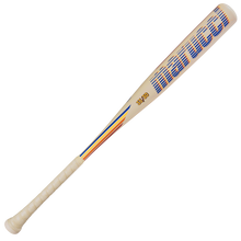 The 2026 Marucci CATX RCKLESS Rewind (-3) BBCOR Baseball Bat (MCBCRRC) is cream-colored with blue, red, and yellow stripes, features "Marucci" in large blue letters on the barrel, and has a 33/30 size.