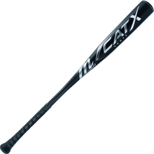 The 2024 Marucci CATX Vanta (-3) BBCOR Baseball Bat (MCBCXV) features a black design with silver and white lettering, an optimized barrel profile, and a textured grip handle for balance, displayed on a plain white background.