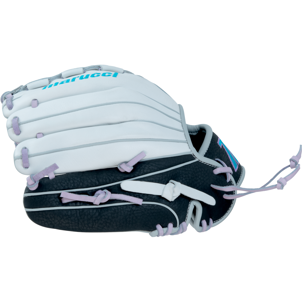 The Marucci Caddo 11.5" Fastpitch Glove (MFG2CDFP115-W/LP) by Marucci is displayed on a white background, highlighting its classic design and youth-friendly 11.5-inch size for young players.