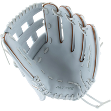The Marucci Magnolia 78R3 12.75" Fastpitch Glove (MFG3MG78R3FP-W/TF) features Japanese-tanned steerhide leather in white with tan laces, a wide H-Web, and visible Marucci branding—ideal for catching fastpitch softballs.