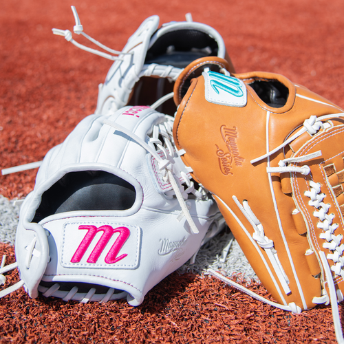 The Marucci Magnolia 39S2 13" Fastpitch First Base Mitt features Japanese-tanned steerhide leather and professional-grade rawhide laces, offering top performance on the field.