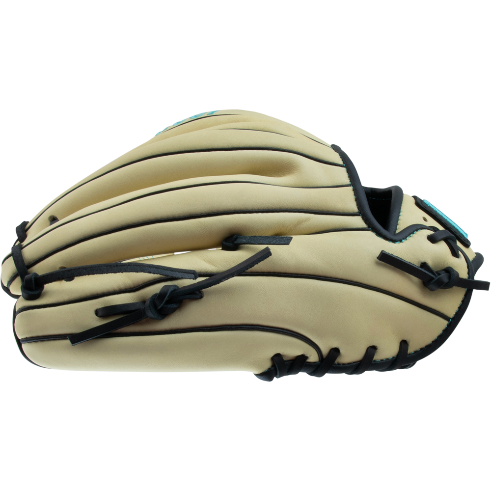 The Marucci Oxbow 45A3 12" Baseball Glove (MFG3OX45A3) by Marucci is a tan, full-grain cowhide glove with black laces, displayed closed on a plain white background.