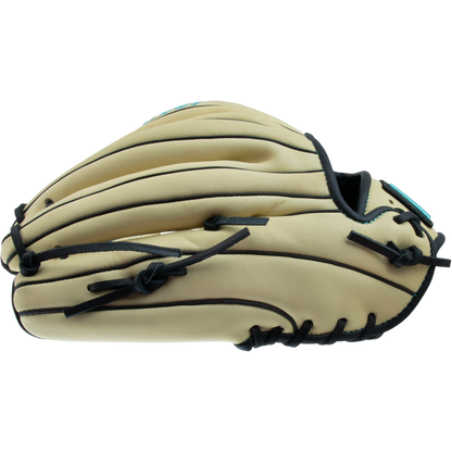 The Marucci Oxbow 45A3 12" Baseball Glove (MFG3OX45A3) by Marucci is a tan, full-grain cowhide glove with black laces, displayed closed on a plain white background.