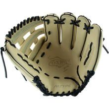 The Marucci Oxbow 45A3 12" Baseball Glove (MFG3OX45A3) features tan full-grain cowhide leather, black pro-grade laces, a basket-web pocket, finger slots, branded palm area, and the Oxbow logo.