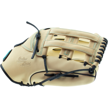 The Marucci Oxbow 78R3 12.75" Baseball Glove (MFG3OX78R3) by Marucci, made from premium cowhide leather, rests on a white background, engineered for top comfort and performance.