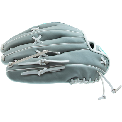 The Marucci Palmetto 78R3 12.75" Fastpitch Glove, made with premium steerhide leather and a classic H-Web design, sits on a white background.