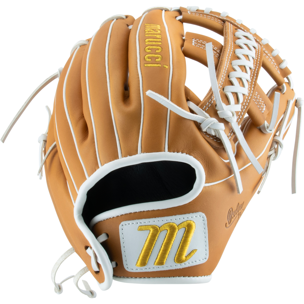 The Marucci Oxbow 44A5FP 11.75" Fastpitch Glove (MFGOX44A5FP-TF) features full-grain cowhide leather, a signature Marucci logo, and a durable braided post.