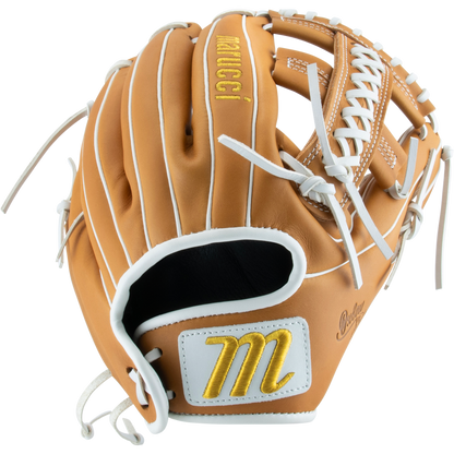 The Marucci Oxbow 44A5FP 11.75" Fastpitch Glove (MFGOX44A5FP-TF) features full-grain cowhide leather, a signature Marucci logo, and a durable braided post.