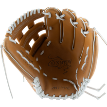 The Marucci Oxbow 47A3FP 12.5" Fastpitch Glove (MFGOX47A3FP-TF) by Marucci features full-grain cowhide leather, white laces, and a classic H-Web design.