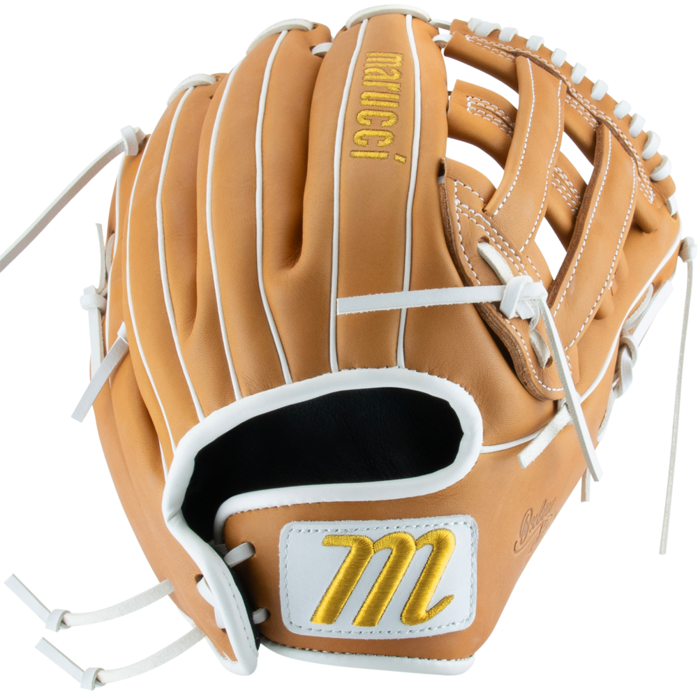 The Marucci Oxbow 47A3FP 12.5" Fastpitch Glove (MFGOX47A3FP-TF) features durable full-grain cowhide leather and a bold Marucci logo.