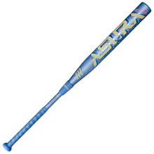 The Marucci 2027 ASURA Rise (-9) Fastpitch Softball Bat (MFPASR9) features a striking blue and yellow design with “Astra” and “RISE” graphics, a textured grip, metallic finish, and an anti-vibration knob for enhanced comfort. Engineered by Marucci to help hitters consistently find the sweet spot.