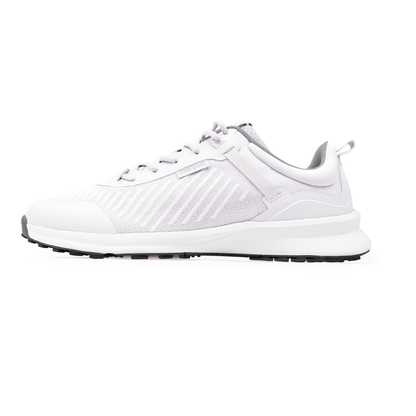 The Marucci CFT Turf Shoes: MFWCTT are shown in side profile on a white background, featuring a white mesh upper, lace-up closure, textured details, and a black rubber outsole.