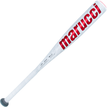 The 2025 Marucci CATX2 JBB (-10) 2 3/4" USSSA Baseball Bat (MJBBCX2) features a white barrel, black grip, bold red Marucci branding, and one-piece alloy construction, shown against a plain white background.
