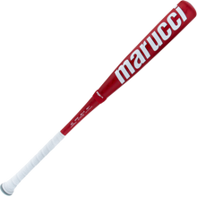 The 2025 Marucci CATX2 Connect (-5) 2 5/8" USA Baseball Bat (MSBCCX25USA) features a red design with white lettering and grip, two-piece hybrid construction, and is shown on a light background.