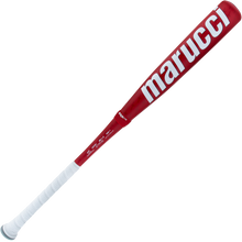 The 2025 Marucci CATX2 Connect (-8) 2 5/8" USA Baseball Bat (MSBCCX28USA) is a red, two-piece hybrid bat with white text and a white grip, shown against a plain background.