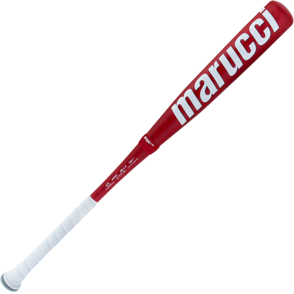 The 2025 Marucci CATX2 Connect (-8) 2 5/8" USA Baseball Bat (MSBCCX28USA) is a red, two-piece hybrid bat with white text and a white grip, shown against a plain background.