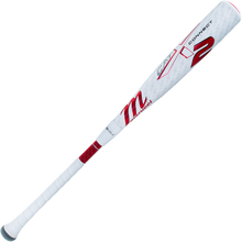 The Marucci 2025 CATX2 Connect (-8) USSSA Baseball Bat features a red and white design and advanced anti-vibration technology for superior comfort and performance.