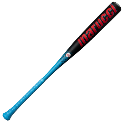 The 2026 Marucci CAT X RCKLESS (-5) USSSA Baseball Bat features a black and blue design, a blue grip handle, and bold red "Marucci" branding on the barrel.