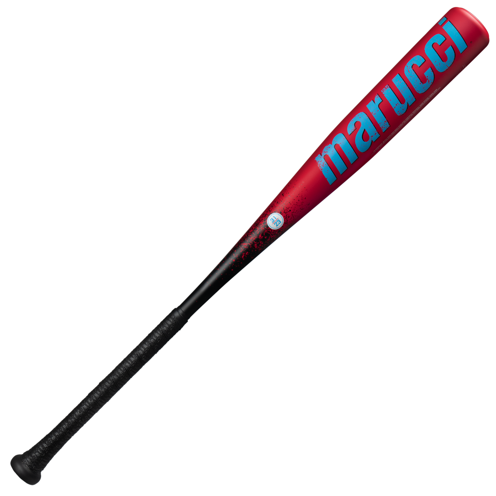 The 2026 Marucci CAT X RCKLESS (-8) USA Baseball Bat (MSBCR8USA) features a red and black alloy design, a black grip handle, and bold blue Marucci branding—ideal for USA baseball play. Displayed on a white background.