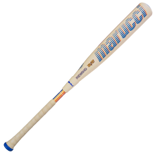 The Marucci CATX RCKLESS Rewind Composite (-5) USSSA bat features a beige barrel with blue "Marucci" lettering, wrapped handle, blue accents, and power swing design. Model MSBCRC5RC; size 32/27.