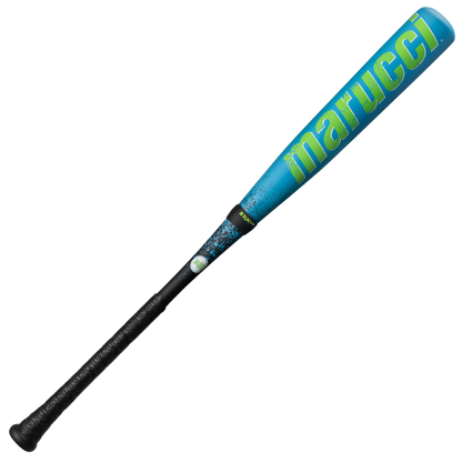 A 2026 Marucci CAT X RCKLESS Hybrid (-11) 2 5/8" USA Baseball Bat (MSBCRH11USA) with blue barrel, green lettering, and a black grip, shown on a plain white background.