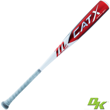 The 2024 Marucci CATX SMART (-5) 2 3/4" USSSA Baseball Bat (MSBCXS5) is shown with a red and white design, gray grip, and a green DK logo in the corner to highlight Diamond Kinetics sensor compatibility.