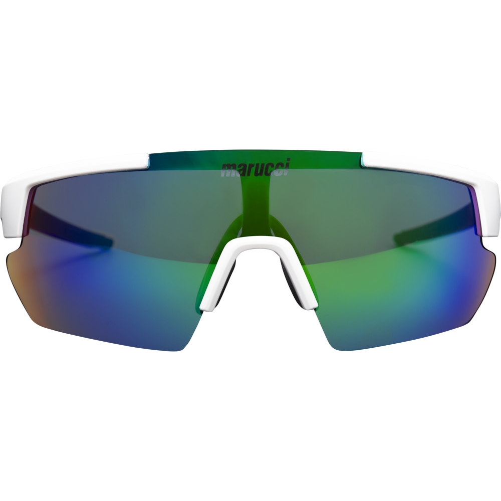 The Marucci Youth Shield 2.0 Performance Sunglasses (MSNVSHIELDY2) combine white and green style with comfort, making them perfect for any adventure.