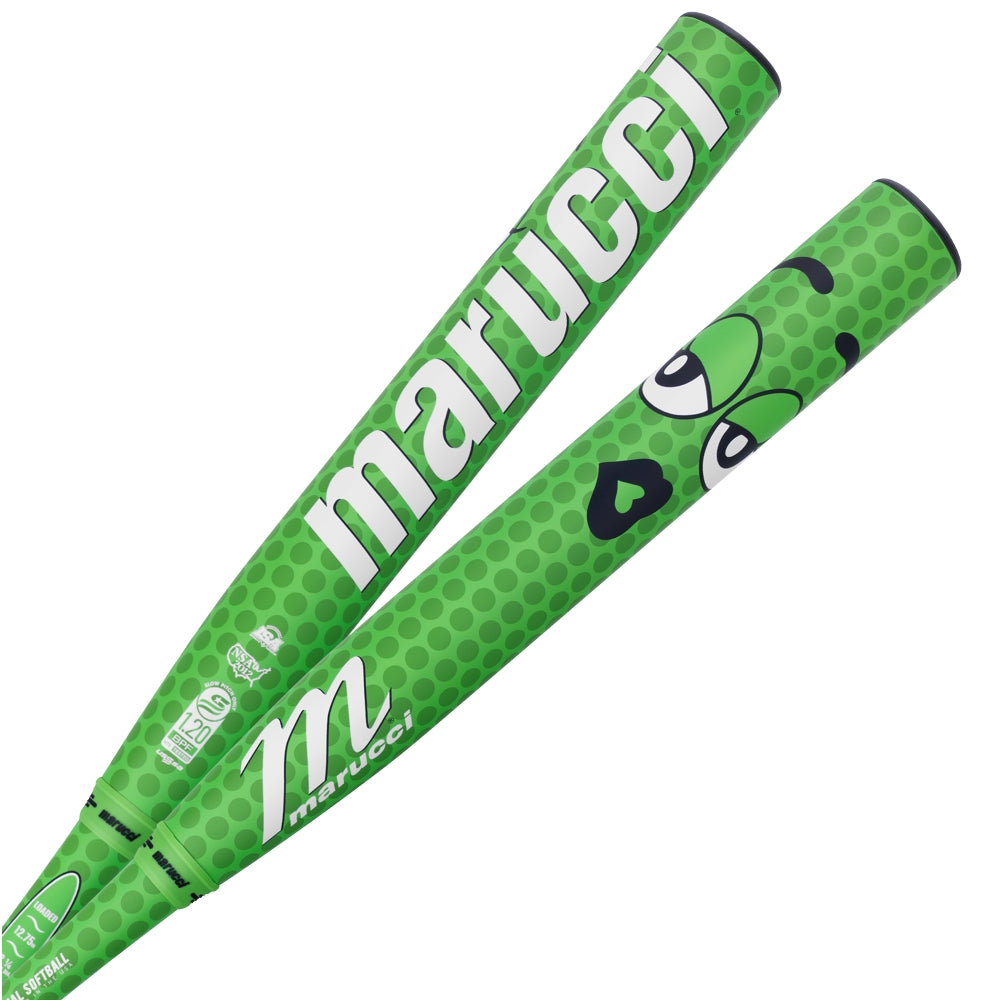 Two 2025 Marucci Chocolate Crush 12.75" Loaded NSA USSSA Slowpitch Softball Bats, both featuring the Marucci logo and DisRupt Barrel technology for an enhanced two-piece composite bat design.